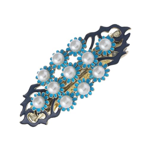 Veemoon Vintage Perlen Blumen Haarclip Retro Ethno Stil Metall Haarklammer mit Perlendekor für Damen Mädchen Eleganter Frühlingsclip für Traditionelle Chinesische Frisuren und Festliche von Veemoon