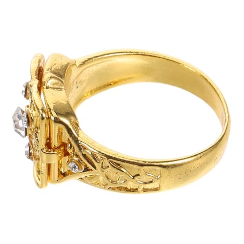 Veemoon Vintage Ring Für Damen Mit Geheimem Medaillon Aufwendig Geschnitzte Details Micro-strasssteine Anpassbarer Klappdeckel Für Vielseitiges Tragen von Veemoon