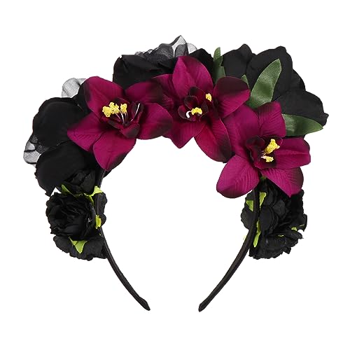 Veemoon Vintage Stoff Blumen Haarreifen mit Großer Rosenblüte Halloween Party Kopfschmuck Leichtes Hautfreundliches Material Wiederverwendbar Geeignet für Karneval und Zufällige Farbe von Veemoon