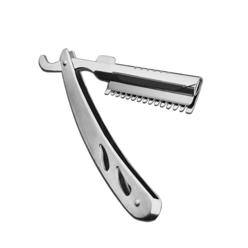 Veemoon Vollstahl Vintage Klappbarer Rasiermesser Bartschneider für Herren Präziser Haarschneider mit Griff für Bart Augenbrauen und Haare Robust Leicht Rostfrei für Salon von Veemoon