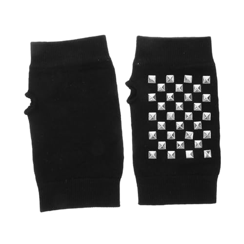 Veemoon Warme Gestrickte Halbfinger Fäustlinge Für Damen Mit Nieten Bequeme Und Stylische Fingerlosen Handschuhe Für Schreiben Tippen Und Frühling Motorradfahren von Veemoon