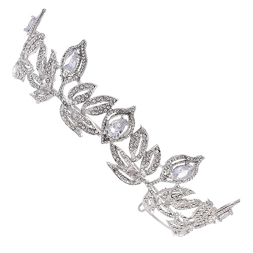 Veemoon Wasserdichte Strass Krone für Damen Sparkling Hochzeit Haarschmuck Solide Braut Tiara mit Blätterdesign für Partys Verlobungen Jubiläen Eleganter Haarschmuck von Veemoon