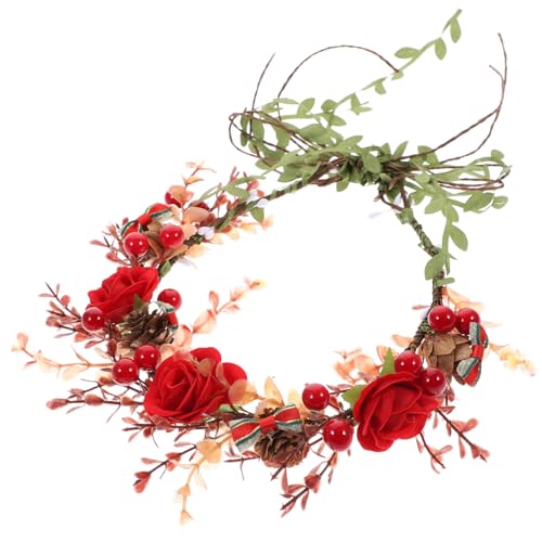 Veemoon Weiblicher Weihnachts Haarreif mit Künstlichen Rosenblättern Kreativer Floraler Haarschmuck Langlebig aus Festlich für Party Hochzeit Festival und Fotografie Geeignet von Veemoon