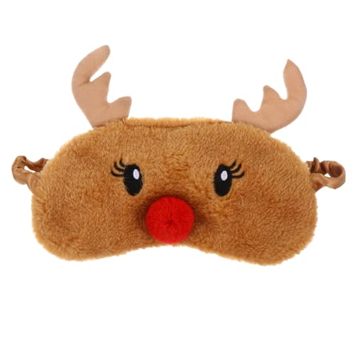 Veemoon Weiche Plüsch Schlafmaske mit Niedlichem Weihnachts Elch Hautfreundlich und Waschbar zur Verdunkelung und Entspannung für Mädchen und Frauen zur Verbesserung Schlafqualität von Veemoon