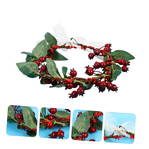 Veemoon Weihnachtlicher Beeren Blumenkranz Haarschmuck für Damen Festliches Stirnband mit Realistischem Stoff Rutschfest für Weihnachtsfeiern Winterurlaub und Fotorequisiten von Veemoon