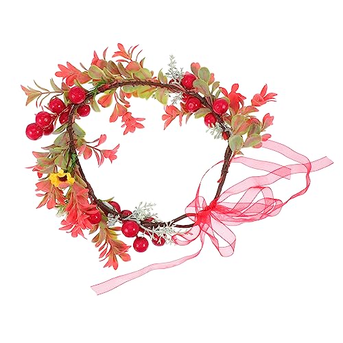Veemoon Weihnachtlicher Beerenkranz Haarschmuck Stirnband Festlicher Kopfschmuck für Mädchen Party Fotorequisiten Weihnachten von Veemoon