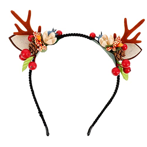 Veemoon Weihnachtlicher Rentier Geweih Haarreif Handgefertigt Modischer Kopfschmuck für Damen und Mädchen Festliches Accessoire für Weihnachtsfeiern Winterpartys Design Perfektes von Veemoon