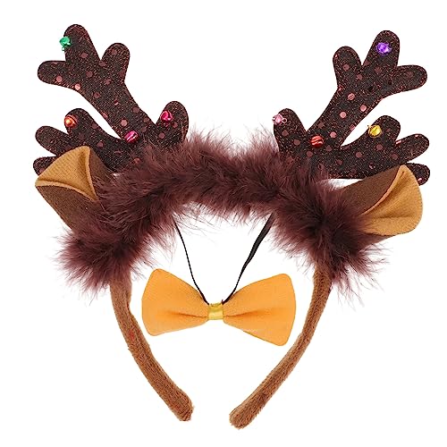 Veemoon Weihnachtlicher Rentier Geweih Haarreif mit Schleife Festliches Xmas Haaraccessoire Bequem Sitzendes Stirnband Geeignet für Weihnachtsfeier Winter Festtage Karneval und Cosplay von Veemoon