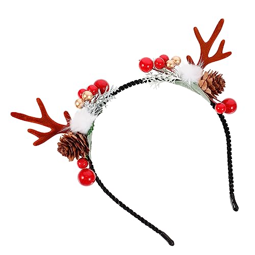 Veemoon Weihnachtlicher Rentier Haarreif mit Falschen und Beeren Eleganter Weihnachtsgeweih Haarreifen für Bühne Party Cosplay und Festliche Outfits von Veemoon