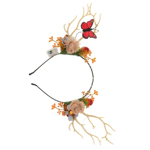 Veemoon Weihnachtliches Geweih Haarreif mit Leuchtenden Beerenzweigen Festliches Haaraccessoire für Damen und Mädchen Langlebig und Bequem für Weihnachtsfeiern und von Veemoon