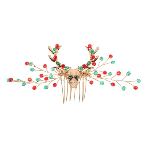 Veemoon Weiblicher Haarschmuck Strass Haarkamm für Damen Eleganter Kopfhaarkamm mit Hirschdesign Weihnachts Party Zubehör von Veemoon