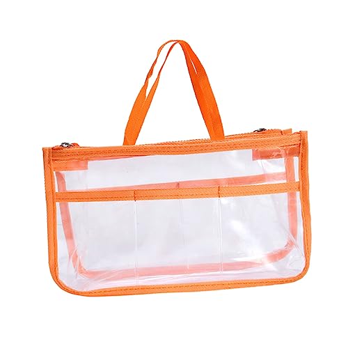 Veemoon wasserdichte Eva Kosmetiktasche Orange mit Doppelreißverschluss Multifunktionaler Kulturbeutel für Damen Reise und Aufbewahrungsbeutel für Makeup und Toilettenartikel Tragbar und von Veemoon