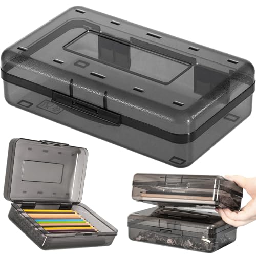 Veesper Hartstifte Gehäuse 8 x 5 x 2 Clear Plastic Bleistiftbox große Kapazität Crayon Box mit Wasserdicht und staubdichtem Bleistiftfall Multifunktionaler Speicherbox einfach von Veesper