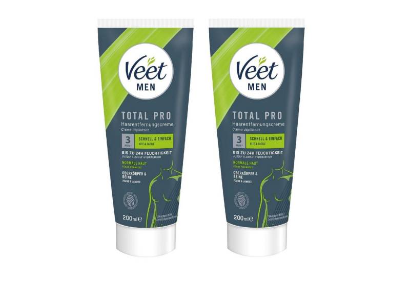 Veet MEN Enthaarungscreme für Oberkörper & Beine, Spar-Pack, 2 St., 2 x 200 ml Tube & Spatel, Haarentfernung in 5-10 Minuten von Veet MEN