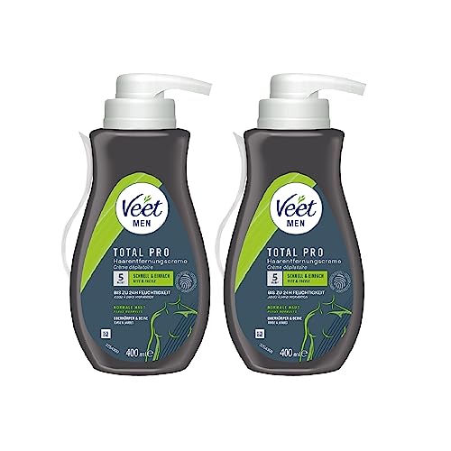 Veet Enthaarungscreme Sensitive 2er Pack für Männer für schnelle und effektive Haarentfernung in nur 5-10 Minuten Veet Men Haarentfernungscreme 2x400ml von Veet