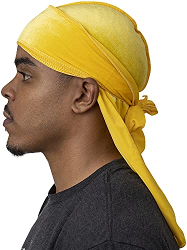 Veeta Hochwertige Samt-Durags in Mehreren Farben, aus weichem Samtstoff, mit seidigem Innenfutter und Langen Bändern. - Gelb - Einheitsgröße von Veeta