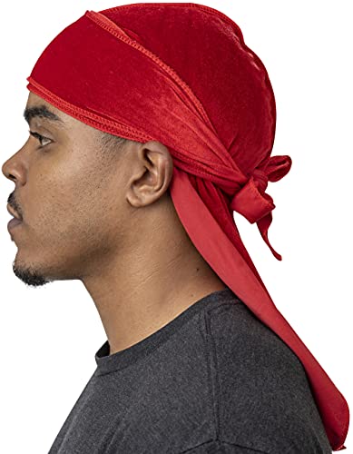 Veeta Hochwertige Samt-Durags in Mehreren Farben, aus weichem Samtstoff, mit seidigem Innenfutter und Langen Bändern. - Rot - Einheitsgröße von Veeta