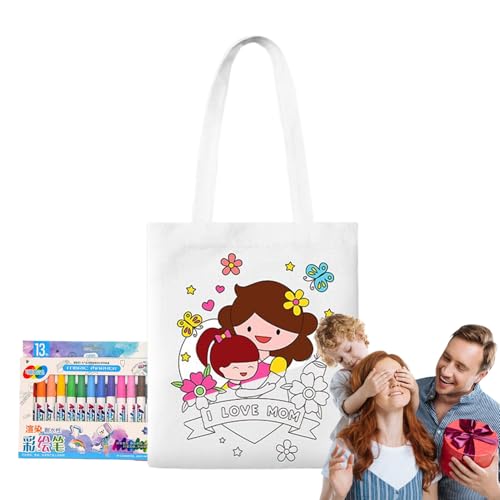 Blank Canvas Taschen - Süßigkeiten Beutel - Geschenk Zum Muttertag Bastelaktivität Mit Malstiften Für Kleinkinder Zuhause Kindergarten Schule von Veeteah