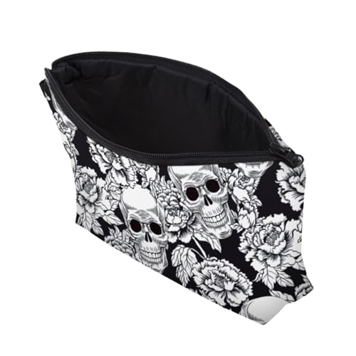 Veeteah Goth Make-up-Tasche, Kosmetiktaschen für Frauen | wasserdichte Kosmetiktasche aus Polyester mit Totenkopf-Aufdruck | Tragbare Organisationstasche mit Reißverschluss für Mädchen und Damen Veeteah Goth Make-up-Tasche, Kosmetiktaschen für Frauen | wasserdichte Kosmetiktasche aus Polyester mit Totenkopf-Aufdruck | Tragbare Organisationstasche mit Reißverschluss für Mädchen und Damen von Veeteah