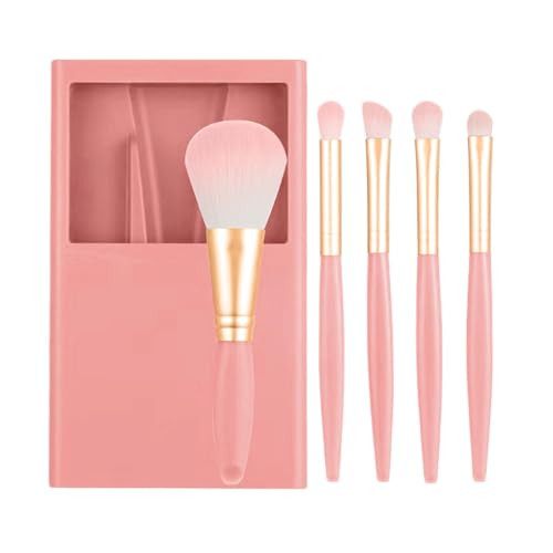 Veeteah Kleine Make -up -Bürstenset, Make -up -Bürstensets für Frauen,Make -up -Bürstenset mit Gehäuse und Spiegel für die Reise - Kosmetikwerkzeug Foundation Pulver Concealer Lidschatten Applikator von Veeteah