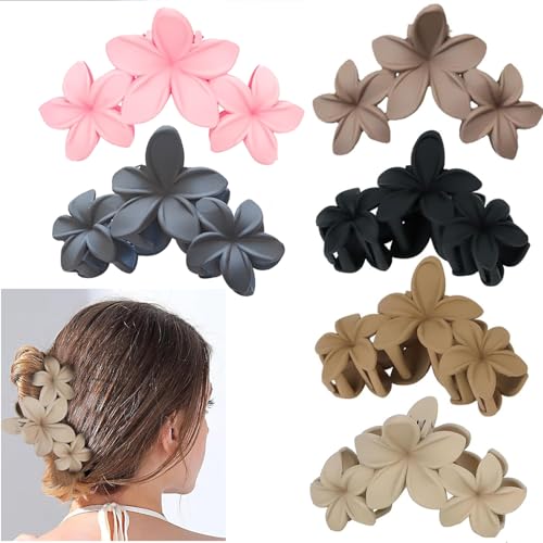 6 x Blumen-Haarspangen für Damen: hawaiianischer Strand, niedliche große Blume, rutschfeste Klaue für dickes Haar, Accessoires für Mädchen (Farbe 1) von Vefungyan