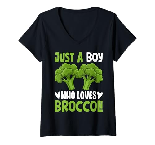 Damen Nur EIN Junge, der Brokkoli liebt Lustige vegane Brokkoli-Liebhaber T-Shirt mit V-Ausschnitt Damen Nur EIN Junge, der Brokkoli liebt Lustige vegane Brokkoli-Liebhaber T-Shirt mit V-Ausschnitt von Vegan Broccoli Tees for Women Men