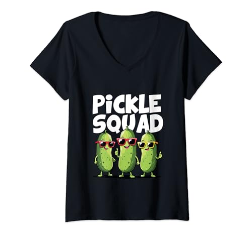 Damen Pickle Squad – Lustige vegetarische Gurken, gesunde Essensliebhaber T-Shirt mit V-Ausschnitt Damen Pickle Squad – Lustige vegetarische Gurken, gesunde Essensliebhaber T-Shirt mit V-Ausschnitt von Vegan Cucumber Lovers Crew Food Puns Tees