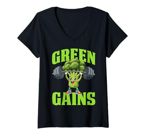 Damen Vegan — Green Gains T-Shirt mit V-Ausschnitt Damen Vegan — Green Gains T-Shirt mit V-Ausschnitt von Vegan Life Plant Apparel