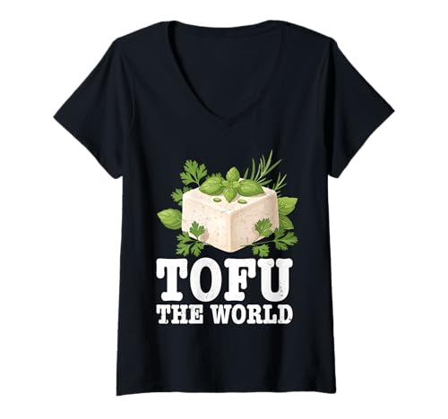 Damen Vegan - Tofu Die Welt T-Shirt mit V-Ausschnitt Damen Vegan - Tofu Die Welt T-Shirt mit V-Ausschnitt von Vegan Life Plant Apparel