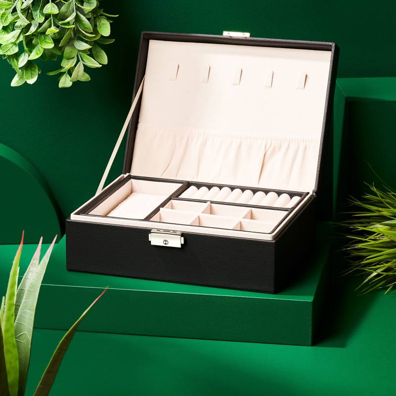 Personalisierte Schwarze Leder Schmuckbox/Schmuckschatulle Personalisierte Schwarze Leder Schmuckbox/Schmuckschatulle von VeganTanner