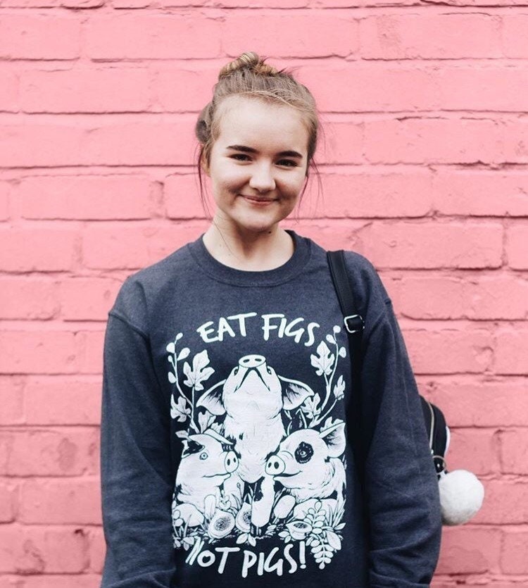 Eat Figs Not Pigs Sweater | Veganer Pullover, Animal Rights, Liberation, Vegan Aktivist, Vegetarier Farm Sanctuary, Schweinspullover von VeganVeins