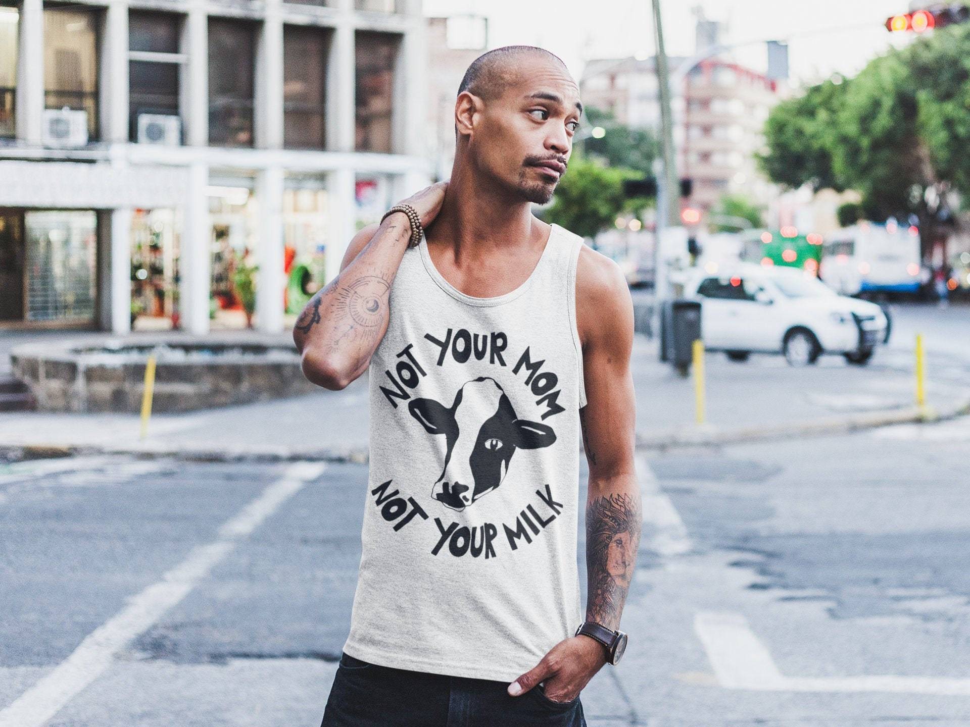 Not Your Mom, Milk Tank Top | Veganes, Veganes Shirt, Vegan Top, Fitness, Animal Rights, Workout, Dairy Is Scary von VeganVeins