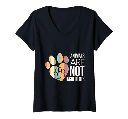 Damen Animals Are Not Ingredients Vegan Vegetarisch -- T-Shirt mit V-Ausschnitt von Vegane Vegetarische Interessenvertretung