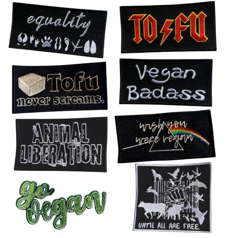 Embroidered High Quality Patches - Chose Your Patch/Aufnäher Gestickt "Go Vegan" "Equality" "Animal Liberation" "Vegan Badass" "Tofu" von AnimalJusticeClub
