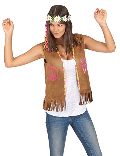 DEGUISE TOI Hippie Weste für Damen braun 55 cm - Bunt von Vegaoo