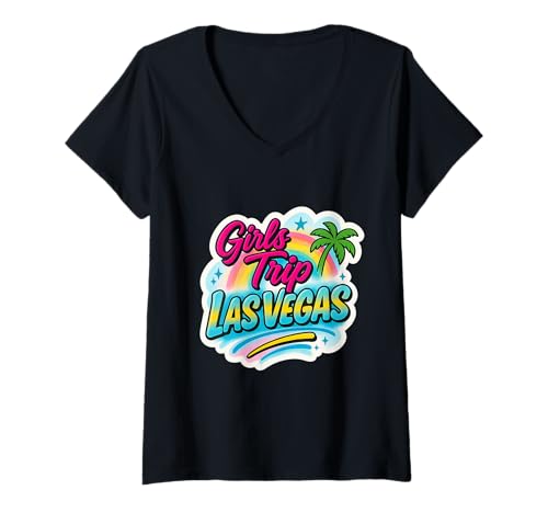 Damen Las Vegas Matching Girls Trip Squad Beste Freundinnen, Damen, 2026 T-Shirt mit V-Ausschnitt von Vegas Nights Squad Co.