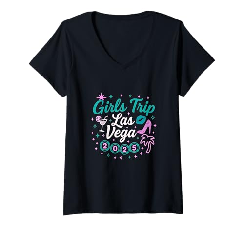 Damen Las Vegas Matching Trip Squad Party mit den besten Freundinnen für Frauen T-Shirt mit V-Ausschnitt von Vegas Nights Squad Co.