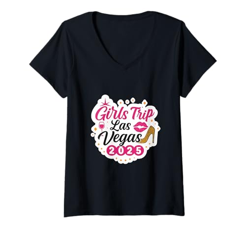 Damen Las Vegas Matching Trip Squad Party mit den besten Freundinnen für Frauen T-Shirt mit V-Ausschnitt von Vegas Nights Squad Co.