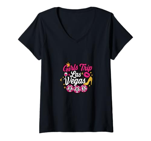 Damen Las Vegas Matching Trip Squad Party mit den besten Freundinnen für Frauen T-Shirt mit V-Ausschnitt von Vegas Nights Squad Co.