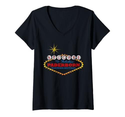 Damen Welcome to Fabulous Paderborn - Las Vegas Stil T-Shirt mit V-Ausschnitt Damen Welcome to Fabulous Paderborn - Las Vegas Stil T-Shirt mit V-Ausschnitt von Vegas Style City Designs