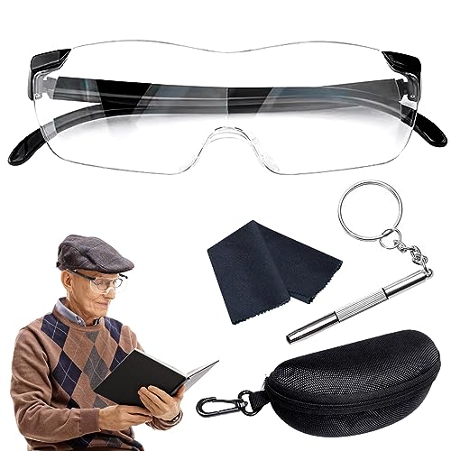Lupenbrille mit Brillenetui, 300% Vergrößerungsbrille Brillenlupe, Lupenbrille für Brillenträger, Tragbare Leselupe, Lese Lupenbrille für Reparatur Nähen Naharbeit Lesen von Vegena
