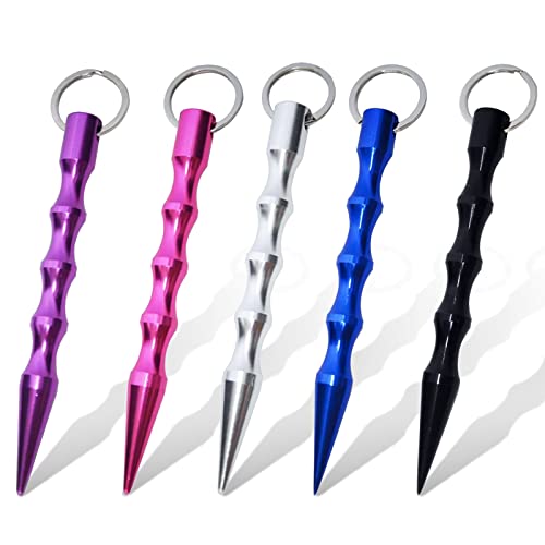 Vegena Schlüsselanhänger Selbstverteidigung Druckverstärker für als Notfallhammer, Glasbrecher & Schlüsselanhänger Frauen & Männer Wellengriff Schlüsselrin (5 Stück Spitz) von Vegena