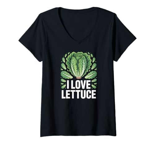 Damen I Love Lettuce Blattgemüse Spaß T-Shirt mit V-Ausschnitt Damen I Love Lettuce Blattgemüse Spaß T-Shirt mit V-Ausschnitt von Vegetable Enthusiast Delight Green