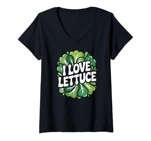 Damen I Love Lettuce Lustiger Veganer vegetarischer Humor T-Shirt mit V-Ausschnitt Damen I Love Lettuce Lustiger Veganer vegetarischer Humor T-Shirt mit V-Ausschnitt von Vegetable Enthusiast Leafy Greens Lovers