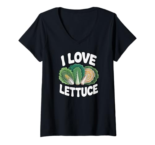 Damen I Love Salat Lover Humor T-Shirt mit V-Ausschnitt Damen I Love Salat Lover Humor T-Shirt mit V-Ausschnitt von Vegetable Enthusiast Leafy Greens