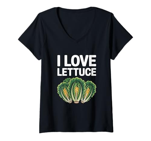 Damen Ich Liebe Kopfsalat im kühnen Statement-Stil T-Shirt mit V-Ausschnitt Damen Ich Liebe Kopfsalat im kühnen Statement-Stil T-Shirt mit V-Ausschnitt von Vegetable Enthusiast Statement Love