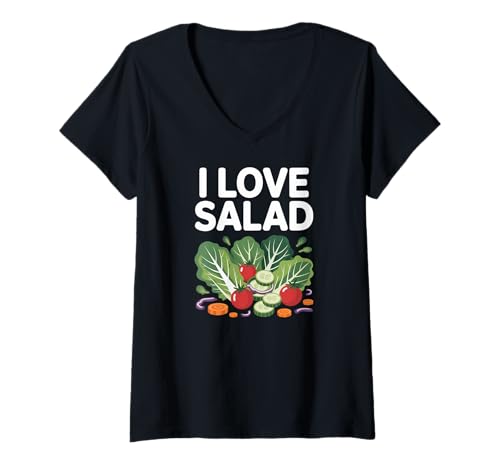 Damen Ich Liebe Salat Fresh Veggie Expression T-Shirt mit V-Ausschnitt Damen Ich Liebe Salat Fresh Veggie Expression T-Shirt mit V-Ausschnitt von Vegetable Enthusiasts Healthy Living
