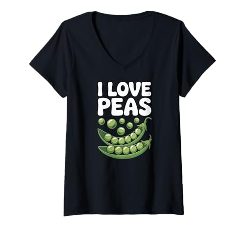 Damen I Love Peas Fun Gemüse-Enthusiast T-Shirt mit V-Ausschnitt Damen I Love Peas Fun Gemüse-Enthusiast T-Shirt mit V-Ausschnitt von Vegetable Lover Enthusiast Pea Fan