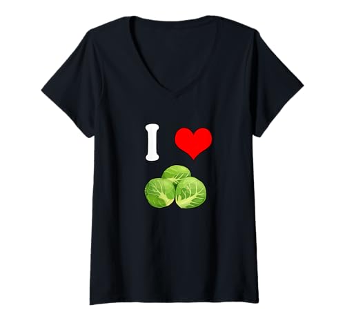Damen Ich Liebe Rosenkohl Lustig Gemüse T-Shirt mit V-Ausschnitt Damen Ich Liebe Rosenkohl Lustig Gemüse T-Shirt mit V-Ausschnitt von Vegetarier Veganer Ernährung Lustige Sprüche