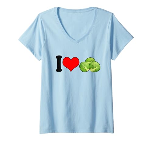 Damen Ich Liebe Rosenkohl Lustig Gemüse T-Shirt mit V-Ausschnitt Damen Ich Liebe Rosenkohl Lustig Gemüse T-Shirt mit V-Ausschnitt von Vegetarier Veganer Ernährung Lustige Sprüche